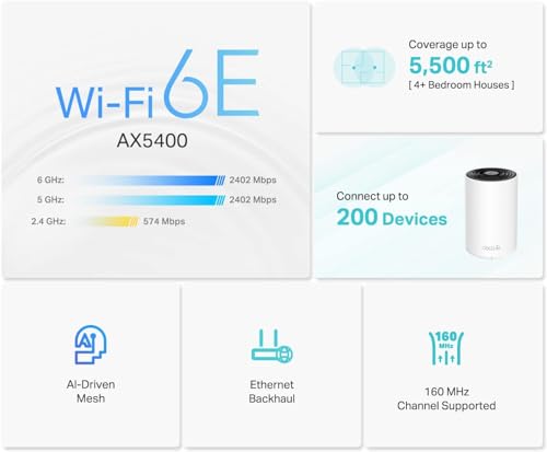 TP-Link Deco XE75 AXE5400 Tri-Band WiFi 6E Mesh System (2-Pack)