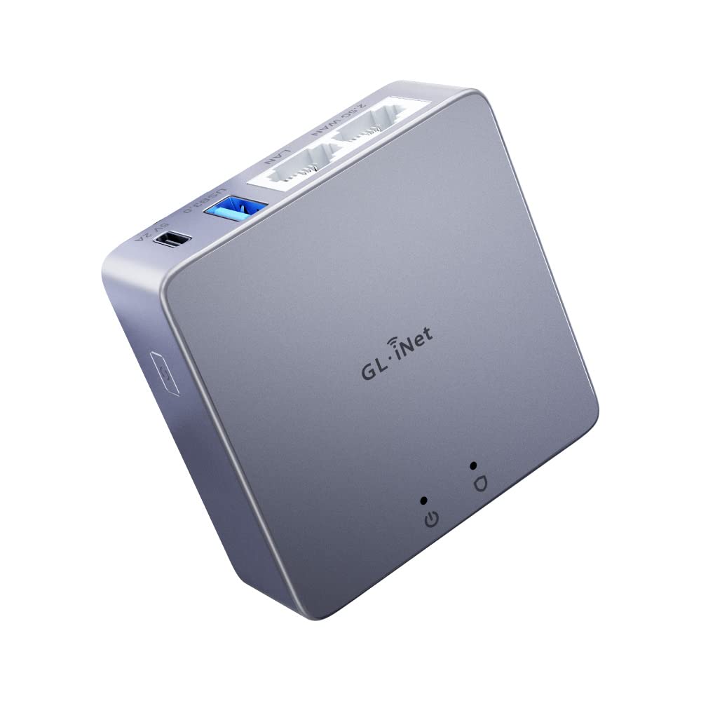 GL.iNet MT2500A Brume 2 Mini VPN Security Gateway – VPN Server/Client, 2.5G WAN, No Wi-Fi, Aluminum Case