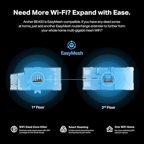 TP-Link Archer BE6500 BE400 Dual-Band WiFi 7 Router โ Dual 2.5Gbps Ports, USB 3.0