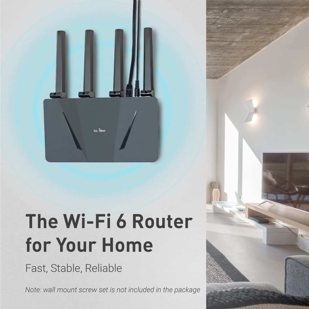 GL.iNet GL-AX1800 Flint WiFi 6 Router – Dual-Band, Gigabit, 5×1G Ports, Supports OpenVPN & WireGuard