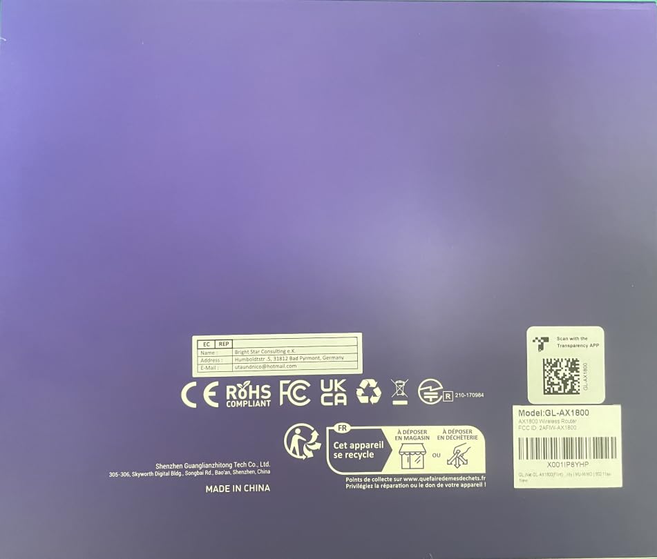 GL.iNet GL-AX1800 Flint WiFi 6 Router – Dual-Band, Gigabit, 5×1G Ports, Supports OpenVPN & WireGuard