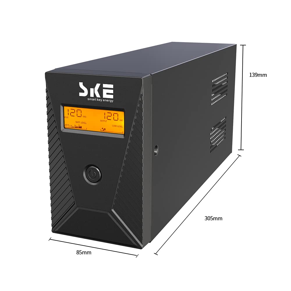 SKE 600VA/360W UPS Battery Backup & Surge Protector – Uninterruptible Power Supply