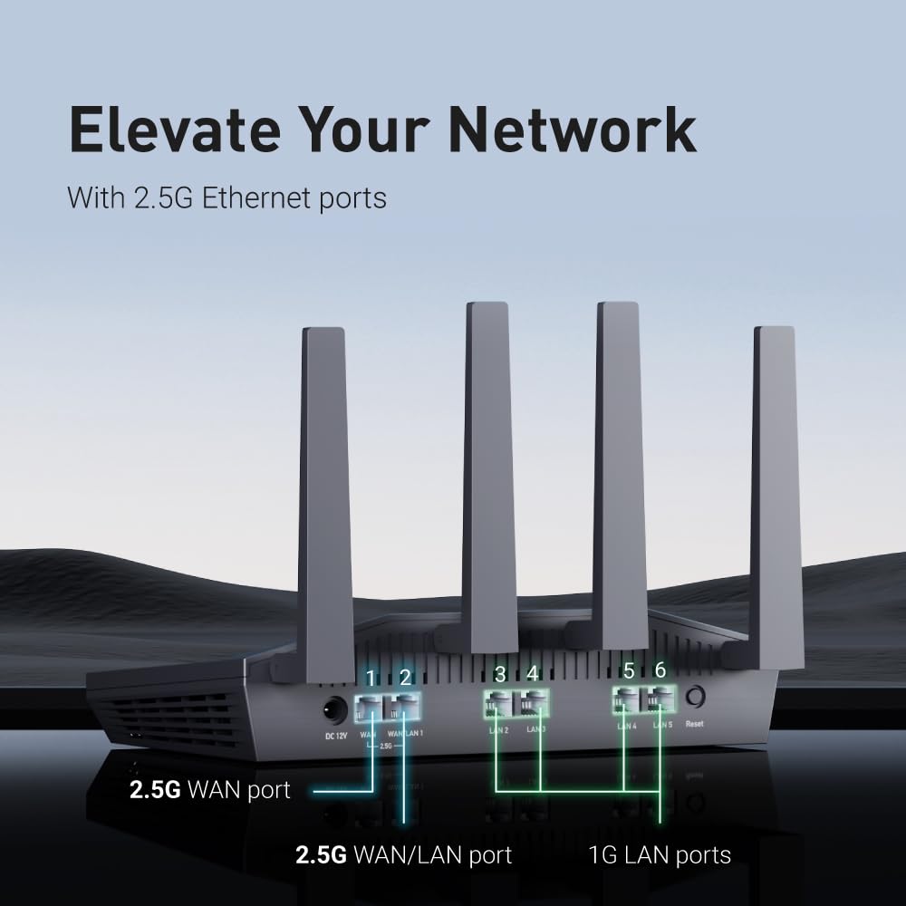 GL.iNet GL-MT6000 Flint 2 WiFi 6 Gaming Router – 2 x 2.5G Ethernet Ports, VPN Support