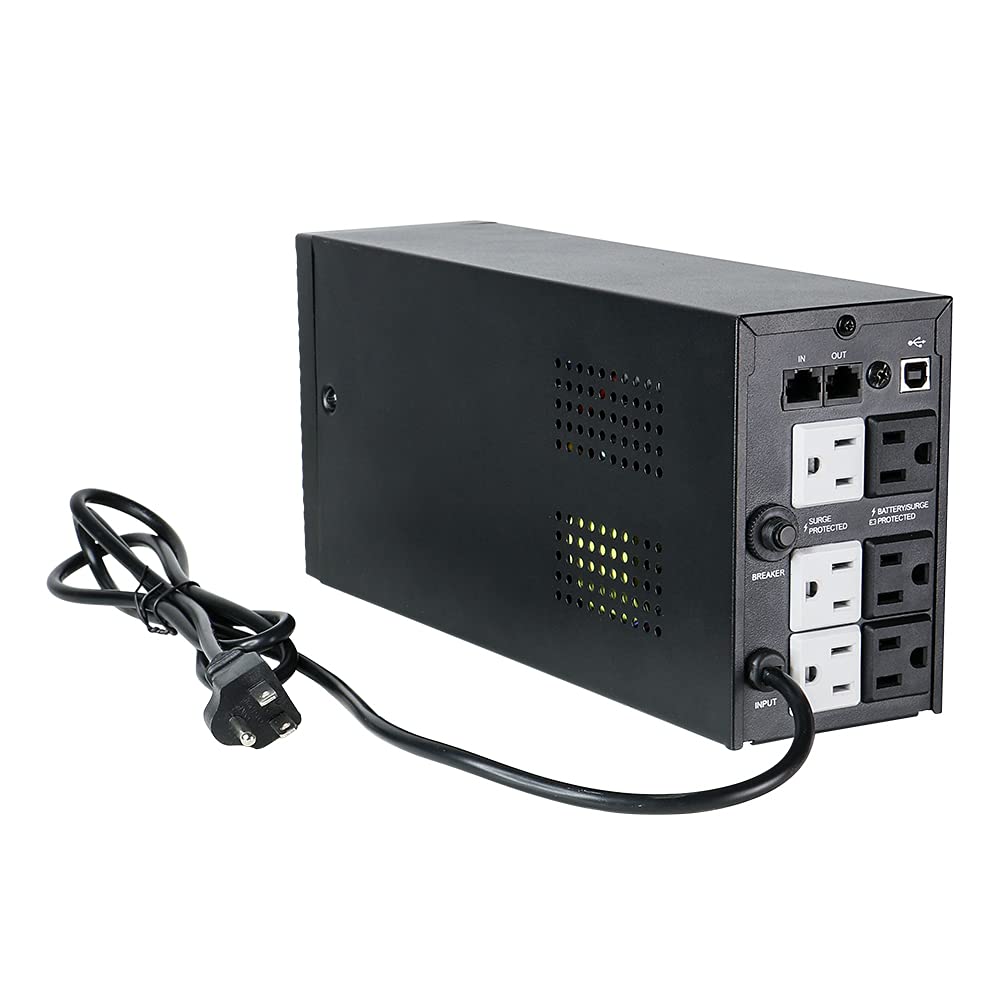SKE 600VA/360W UPS Battery Backup & Surge Protector – Uninterruptible Power Supply