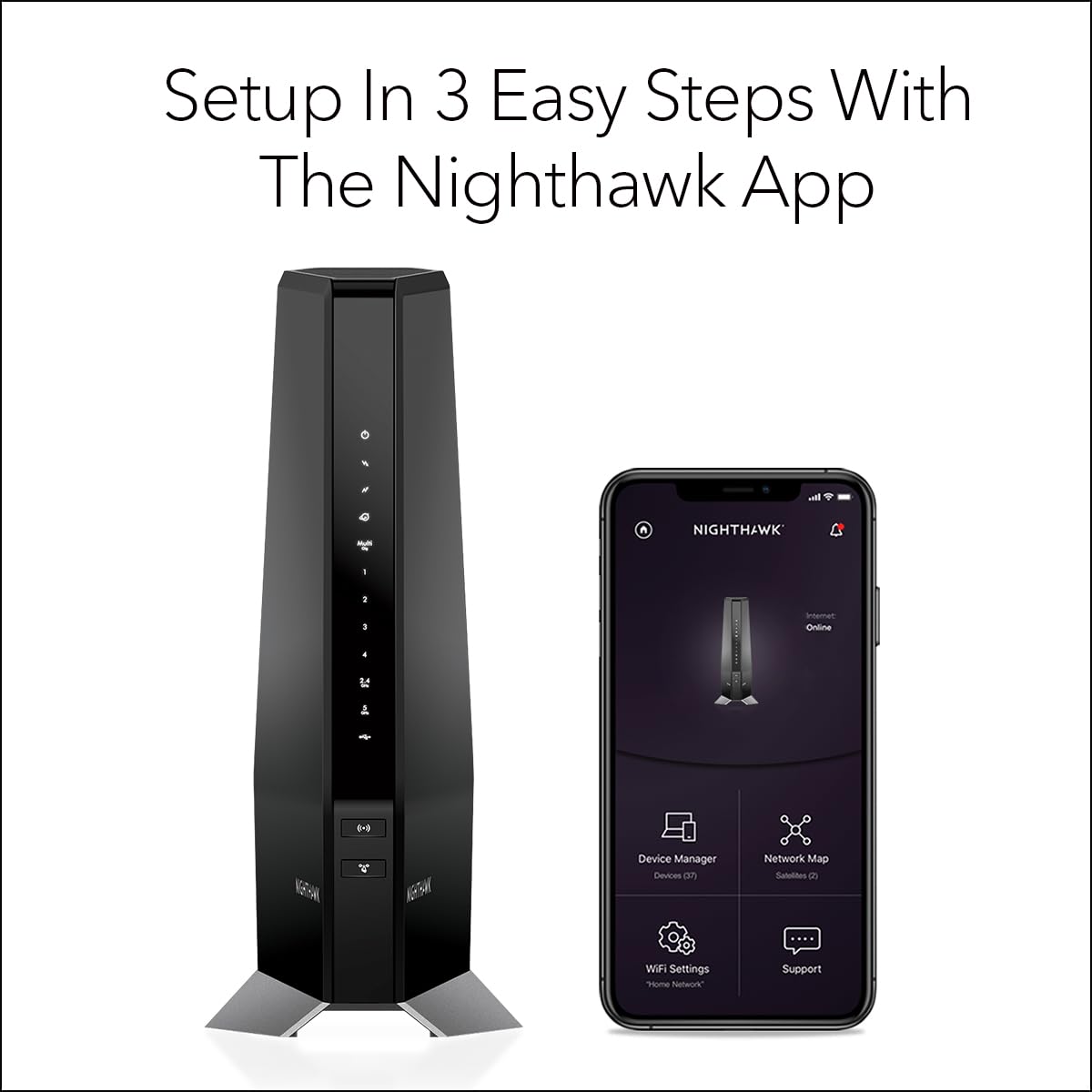 NETGEAR Nighthawk CAX80 Cable Modem WiFi 6 Router Combo – DOCSIS 3.1, AX6000, Up to 6Gbps