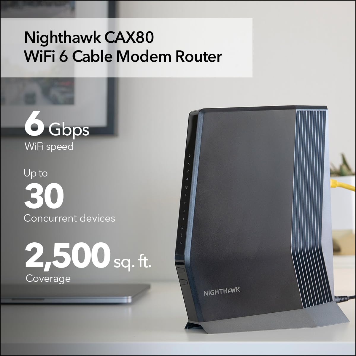 NETGEAR Nighthawk CAX80 Cable Modem WiFi 6 Router Combo – DOCSIS 3.1, AX6000, Up to 6Gbps