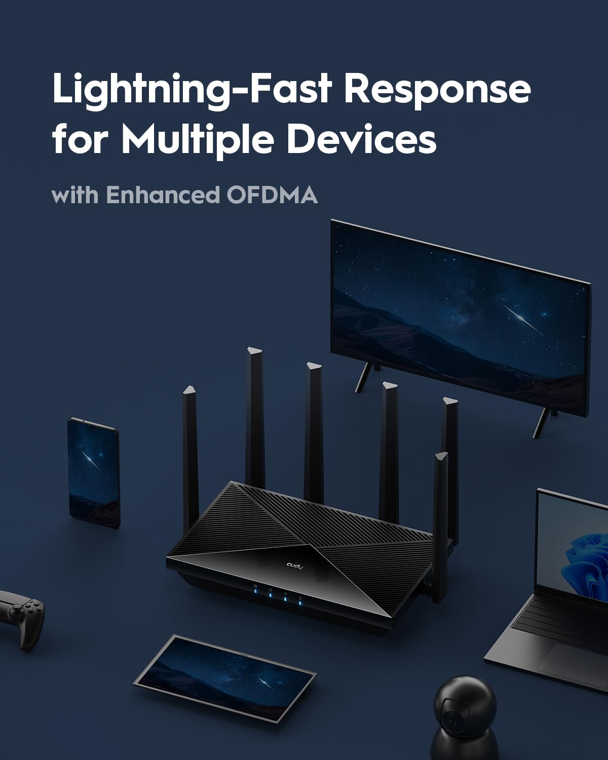 Cudy BE6500 WiFi 7 Dual-Band Gigabit Gaming Router – 6500Mbps, VPN Client/Server, Quad-Core CPU, Model WR6500