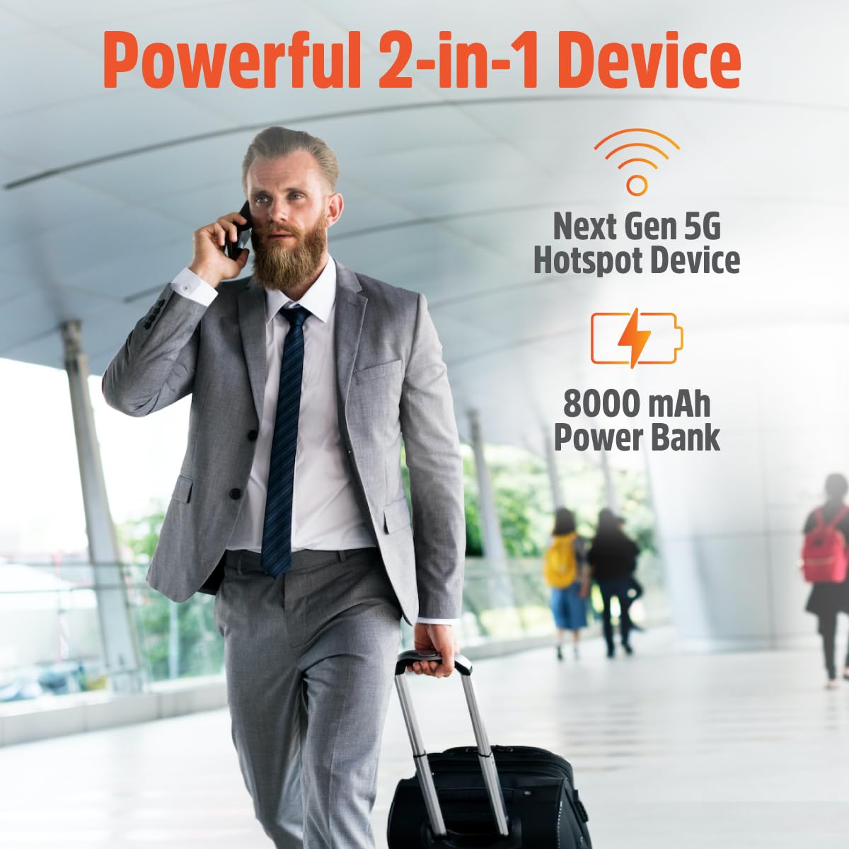 Solis Pro Mobile 5G Hotspot & Power Bank Bundle – Lifetime Data, 12GB/Year + 10GB Global, Multi-Carrier, Portable Wi-Fi