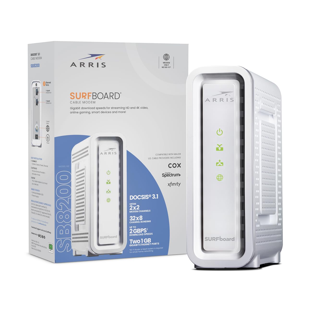 ARRIS SB8200 DOCSIS 3.1 Cable Modem – 32x8, 1 Gbps, No WiFi