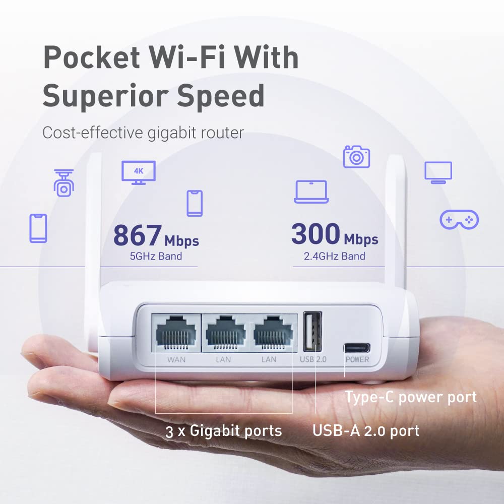 GL.iNet GL-SFT1200 Opal Portable 2.5Gb Dual-Band Travel WiFi Router – VPN, OpenWrt