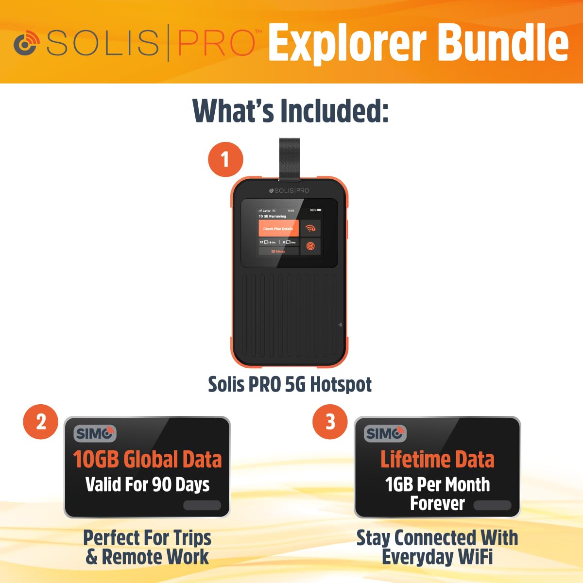 Solis Pro Mobile 5G Hotspot & Power Bank Bundle – Lifetime Data, 12GB/Year + 10GB Global, Multi-Carrier, Portable Wi-Fi
