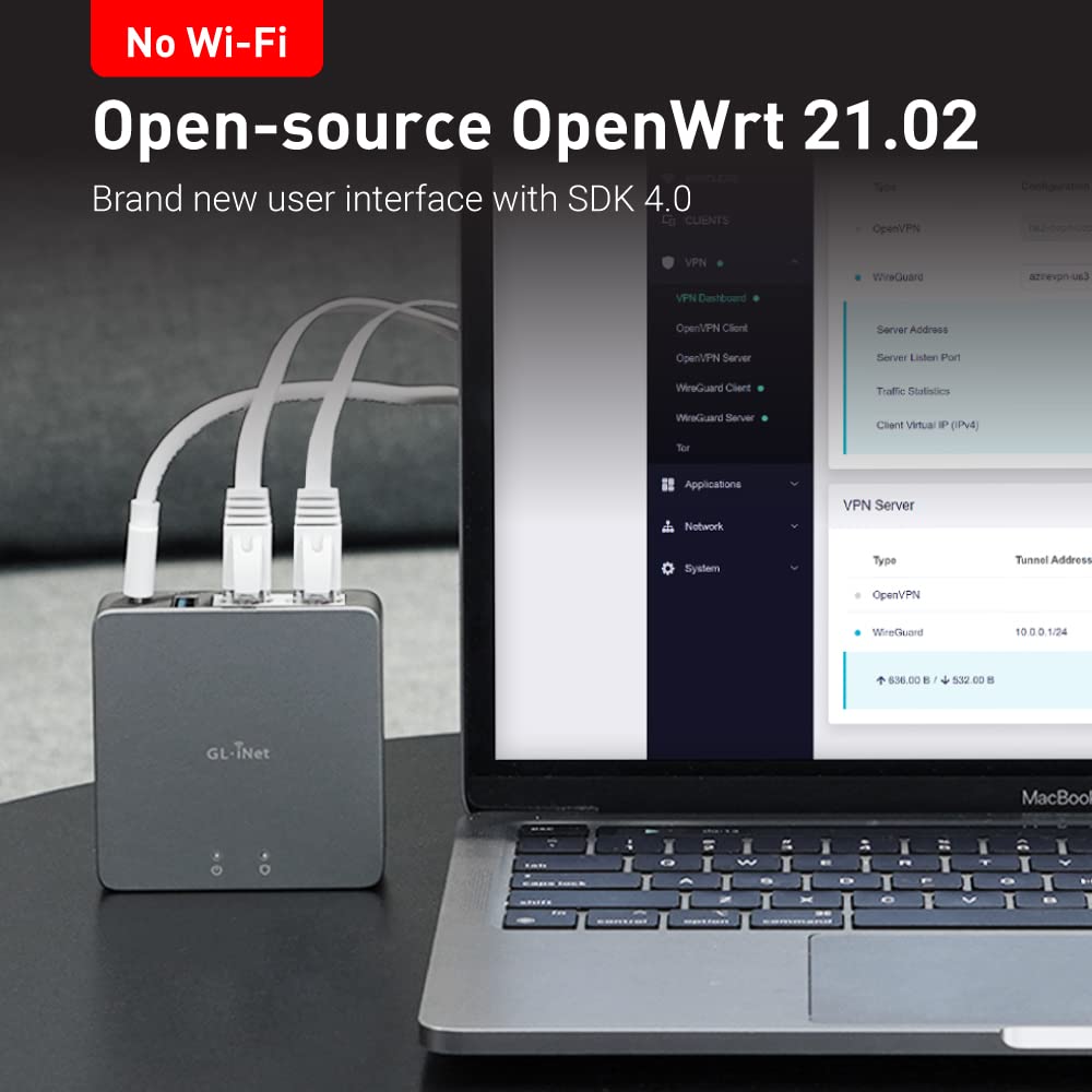GL.iNet MT2500A Brume 2 Mini VPN Security Gateway – VPN Server/Client, 2.5G WAN, No Wi-Fi, Aluminum Case