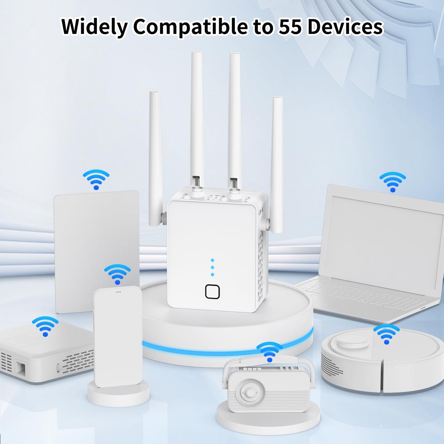 nonser WiFi Extender 1200Mbps Dual Band – 5GHz/2.4GHz, Ethernet Port, Covers Up to 10,000 sq.ft