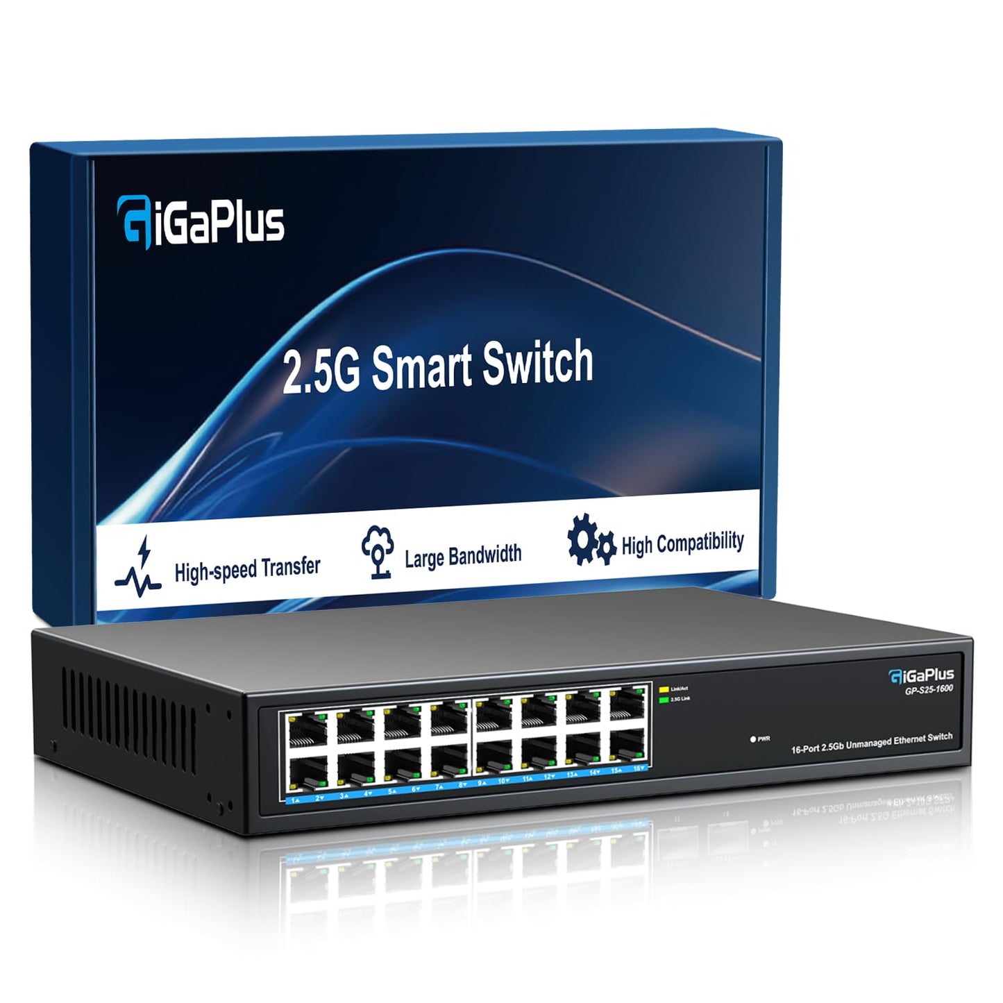 GiGaPlus 16-Port 2.5Gb Unmanaged Ethernet Switch β 16Γ2.5G Base-T, Fanless, Plug-and-Play