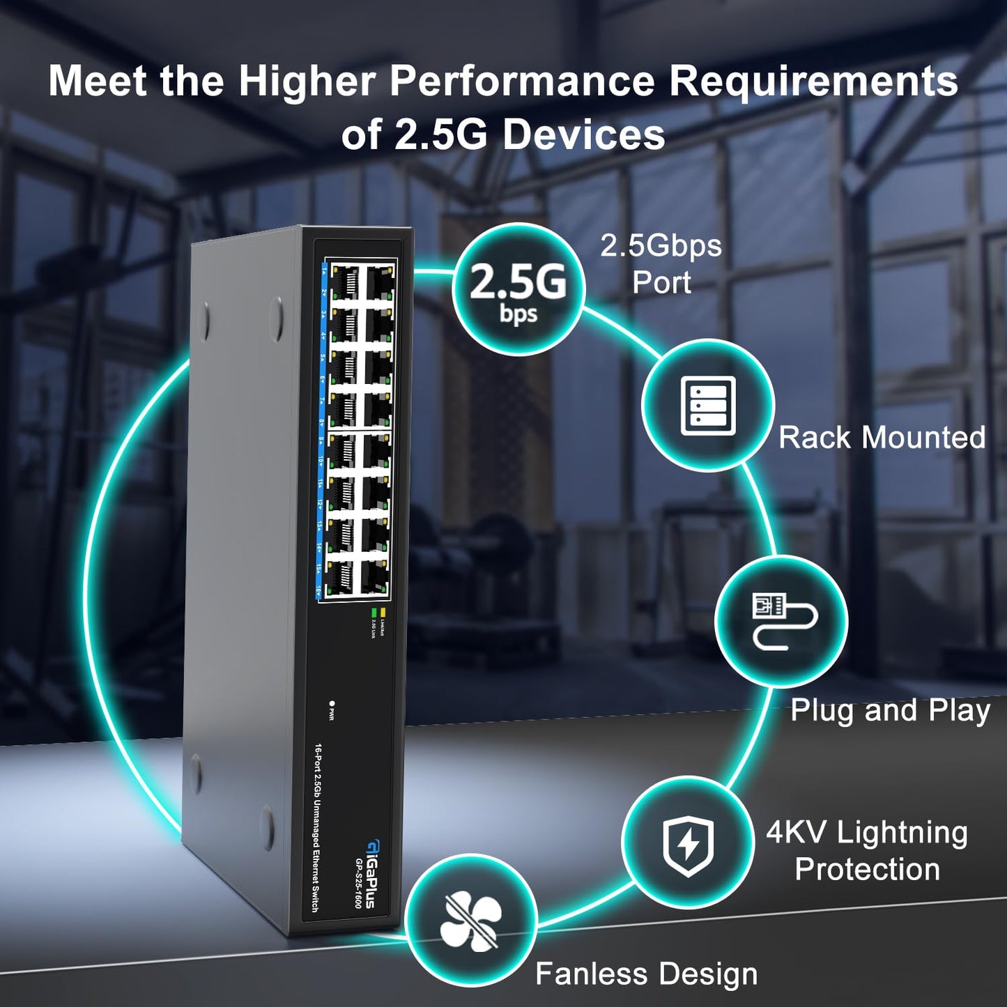 GiGaPlus 16-Port 2.5Gb Unmanaged Ethernet Switch β 16Γ2.5G Base-T, Fanless, Plug-and-Play