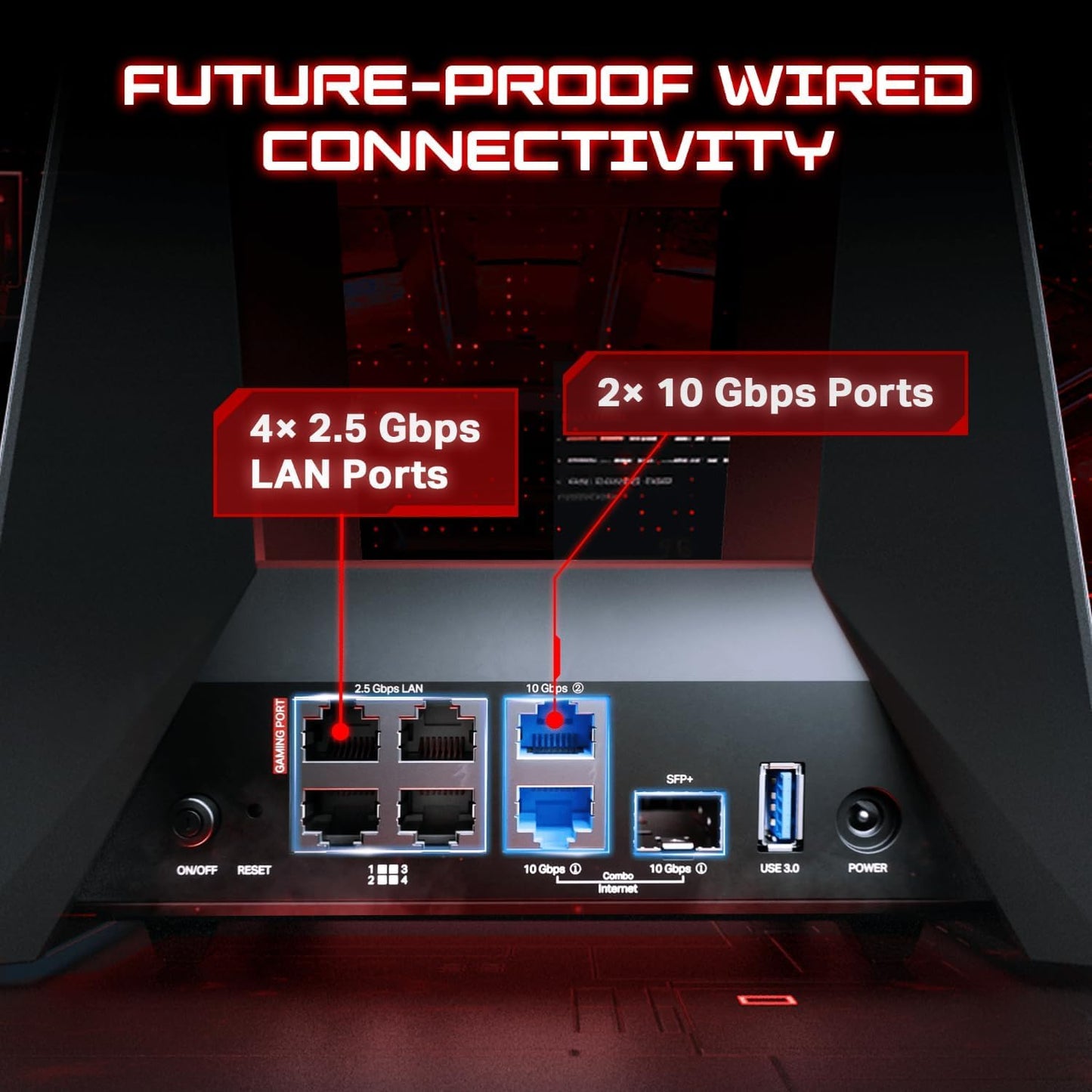 TP-Link Archer GE800 Tri-Band WiFi 7 Gaming Router โ BE19000, 12-Stream, 2ร10G + 4ร2.5G Ports, USB 3.0