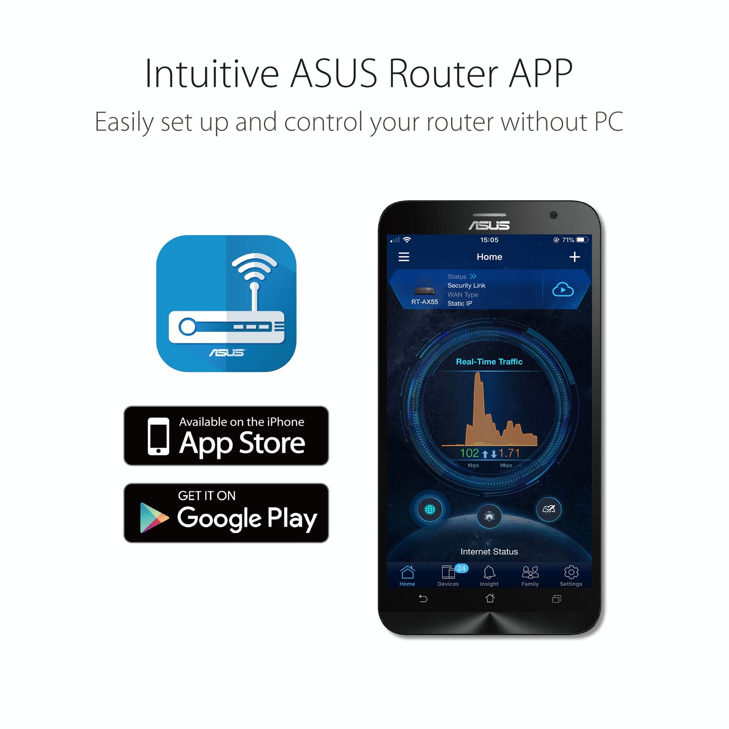 ASUS RT-AX1800S Dual-Band WiFi 6 Router – AiMesh Compatible, VPN Support