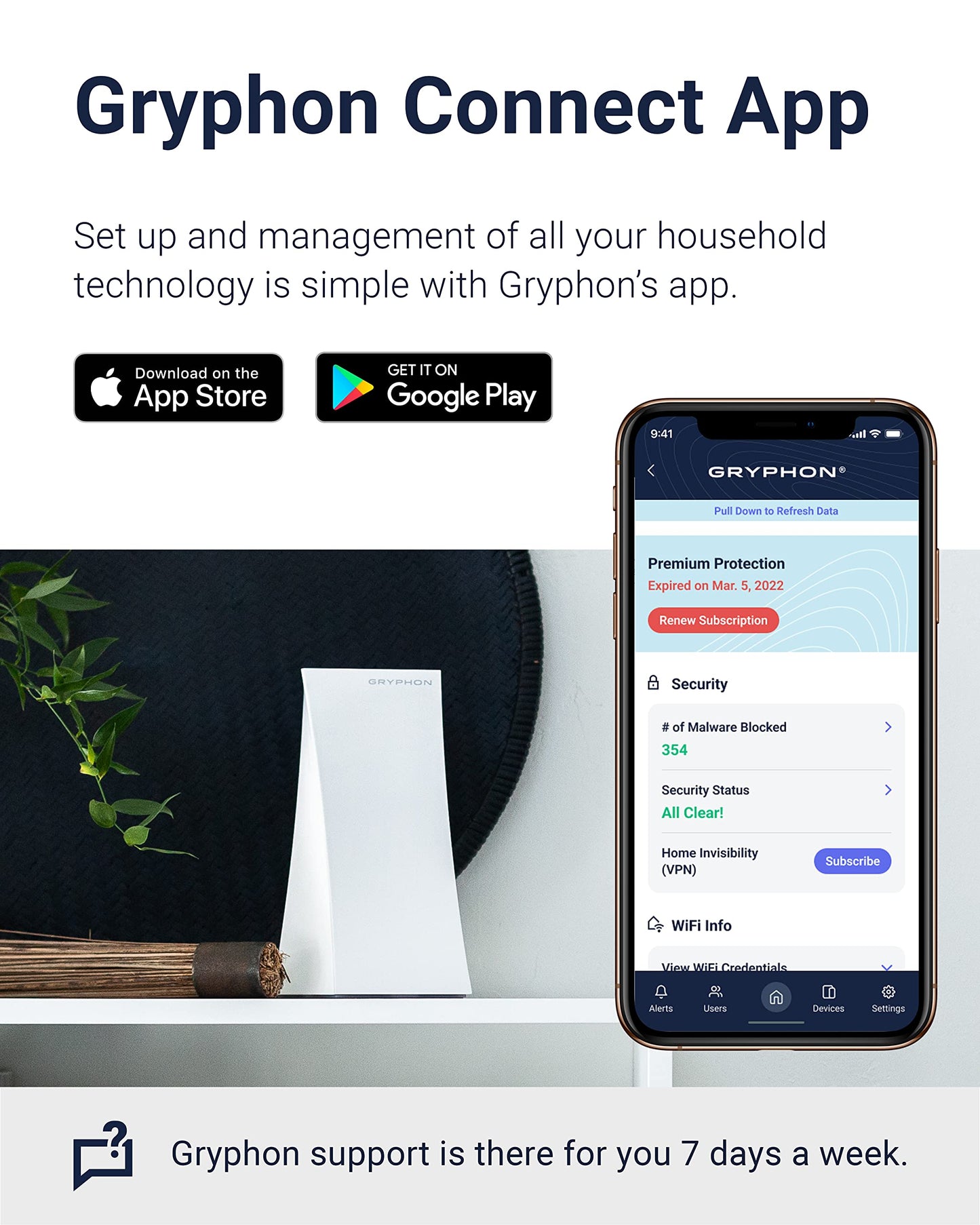 Gryphon Tower Mesh WiFi Router 2-Pack – Tri-Band, 3Gbps, 6000 Sq Ft Coverage, Parental Controls, Firewall