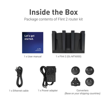 GL.iNet GL-MT6000 Flint 2 WiFi 6 Gaming Router – 2 x 2.5G Ethernet Ports, VPN Support
