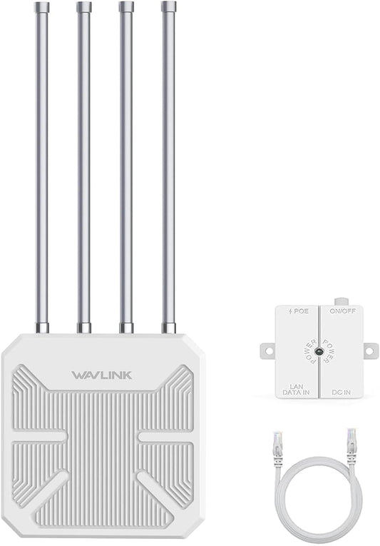 WAVLINK AX3000 Outdoor WiFi 6 Extender – Long Range, Active PoE, IP67, 4×8dBi Antennas