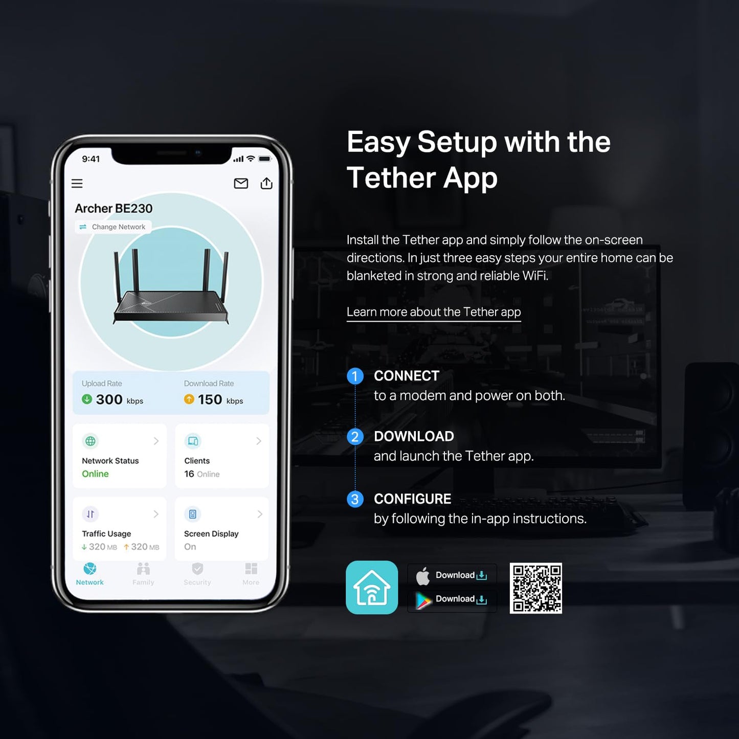 TP-Link Archer BE230 Dual-Band WiFi 7 Router – BE3600, 2×2.5G + 3×1G Ports, USB 3.0