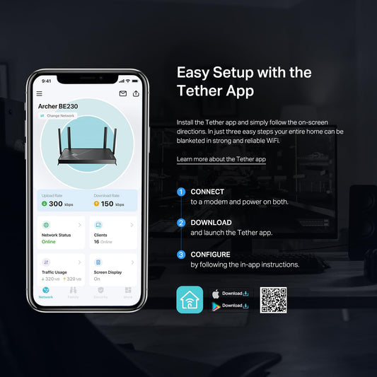TP-Link Archer BE230 Dual-Band WiFi 7 Router – BE3600, 2×2.5G + 3×1G Ports, USB 3.0