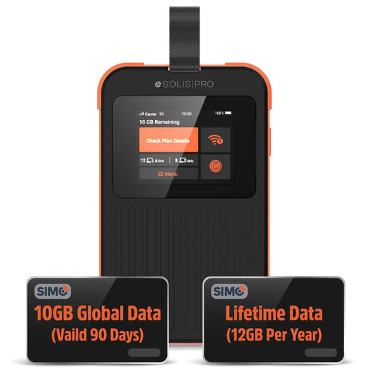 Solis Pro Mobile 5G Hotspot & Power Bank Bundle – Lifetime Data, 12GB/Year + 10GB Global, Multi-Carrier, Portable Wi-Fi