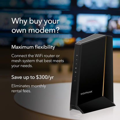 NETGEAR CM3000-1AZNAS DOCSIS 3.1 Mid/High-Split Cable Modem – Up to 2.5Gbps