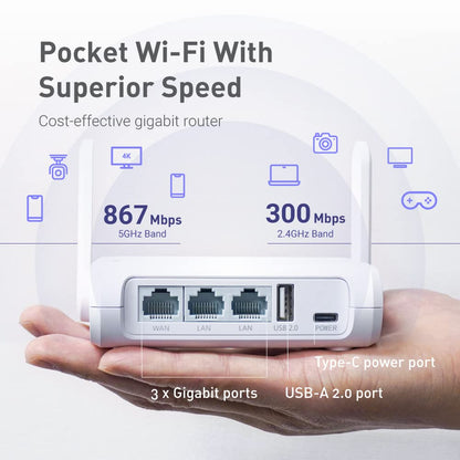 GL.iNet GL-SFT1200 Opal Portable 2.5Gb Dual-Band Travel WiFi Router – VPN, OpenWrt