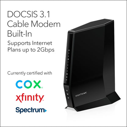 NETGEAR Nighthawk CAX30 DOCSIS 3.1 Modem Router Combo – WiFi 6, AX2700, 2.7 Gbps