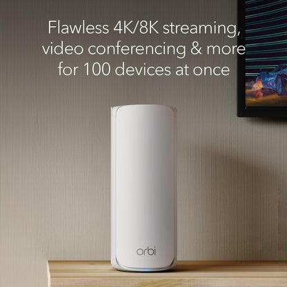 NETGEAR Orbi RBE773 Tri-Band WiFi 7 Mesh System – Router + 2 Extenders, Up to 11Gbps, 2.5Gbps Port