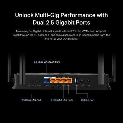 TP-Link Archer BE230 Dual-Band WiFi 7 Router – BE3600, 2×2.5G + 3×1G Ports, USB 3.0