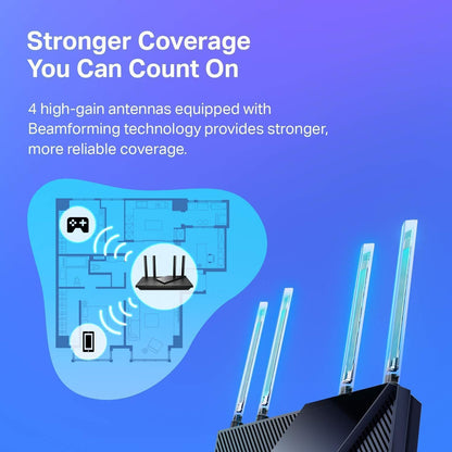 TP-Link Archer AX21 AX1800 WiFi 6 Router V4 – Dual Band, Gigabit, EasyMesh, Alexa Compatible