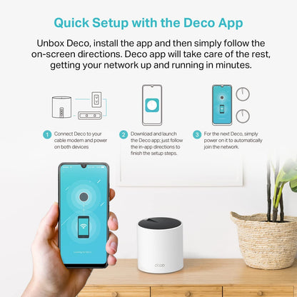 TP-Link Deco X55 AX3000 WiFi 6 Mesh System (3-Pack) – 6500 Sq.Ft Coverage, 3 Gigabit Ports, Ethernet Backhaul