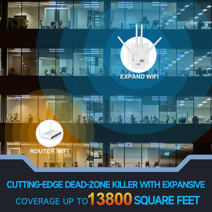 300Mbps Dual-Band WiFi Extender – Coverage up to 10,000 sq ft, Supports 65 Devices, White