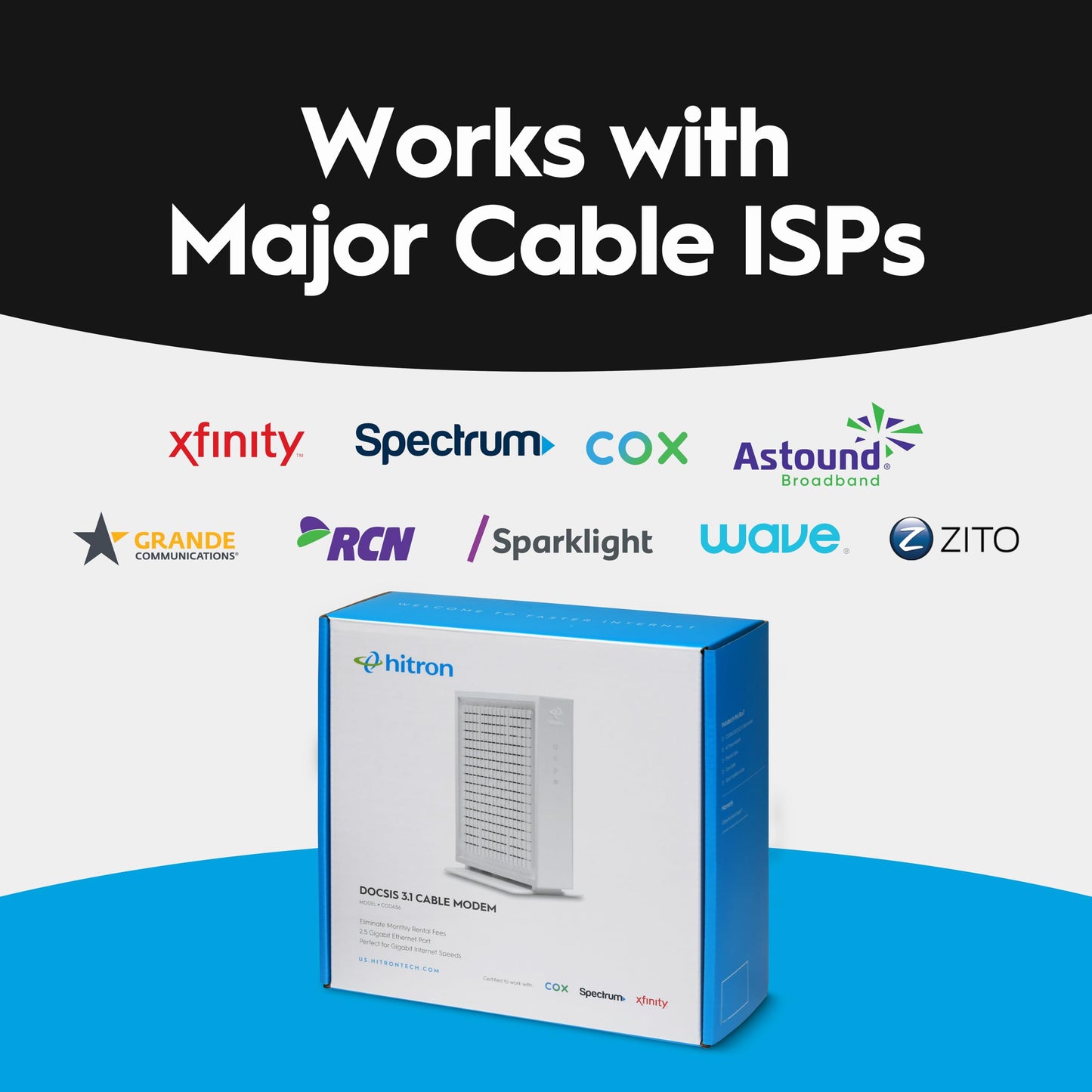Hitron CODA56 DOCSIS 3.1 Multi-Gigabit Modem – 2.5Gbps Ethernet, No WiFi