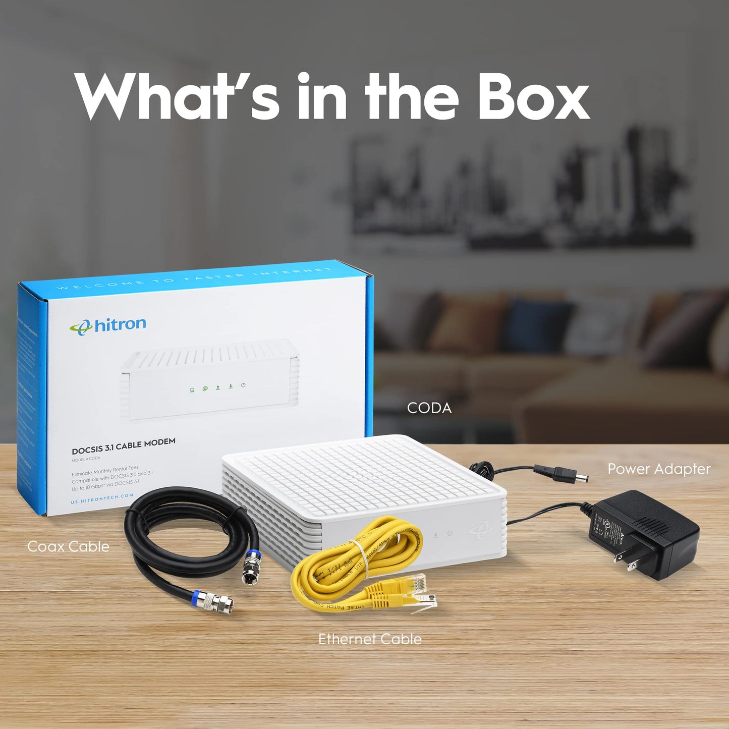Hitron CODA DOCSIS 3.1 Cable Modem – Up to 1Gbps, Requires Separate WiFi Router